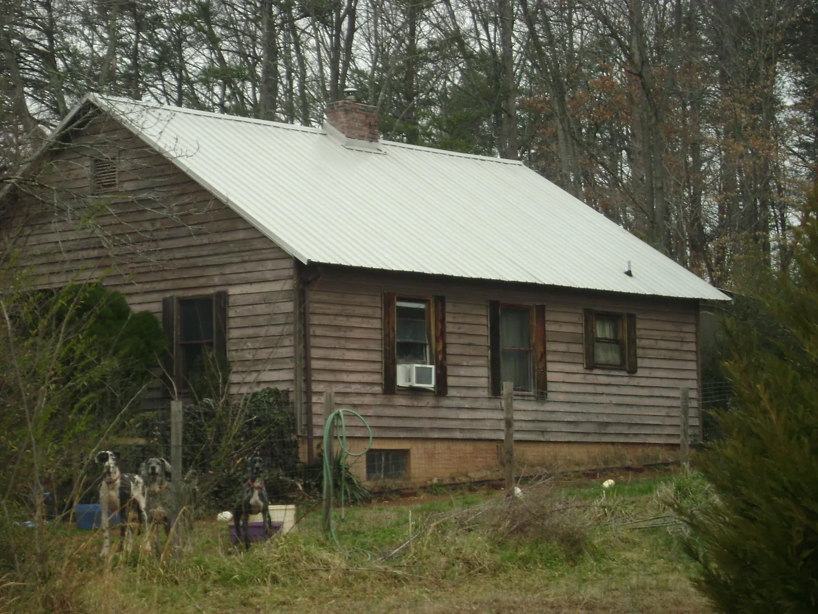 White metal roof on an old wood sided farmhouse, from a Asphalt Shingle Roof Repair job in Woburn